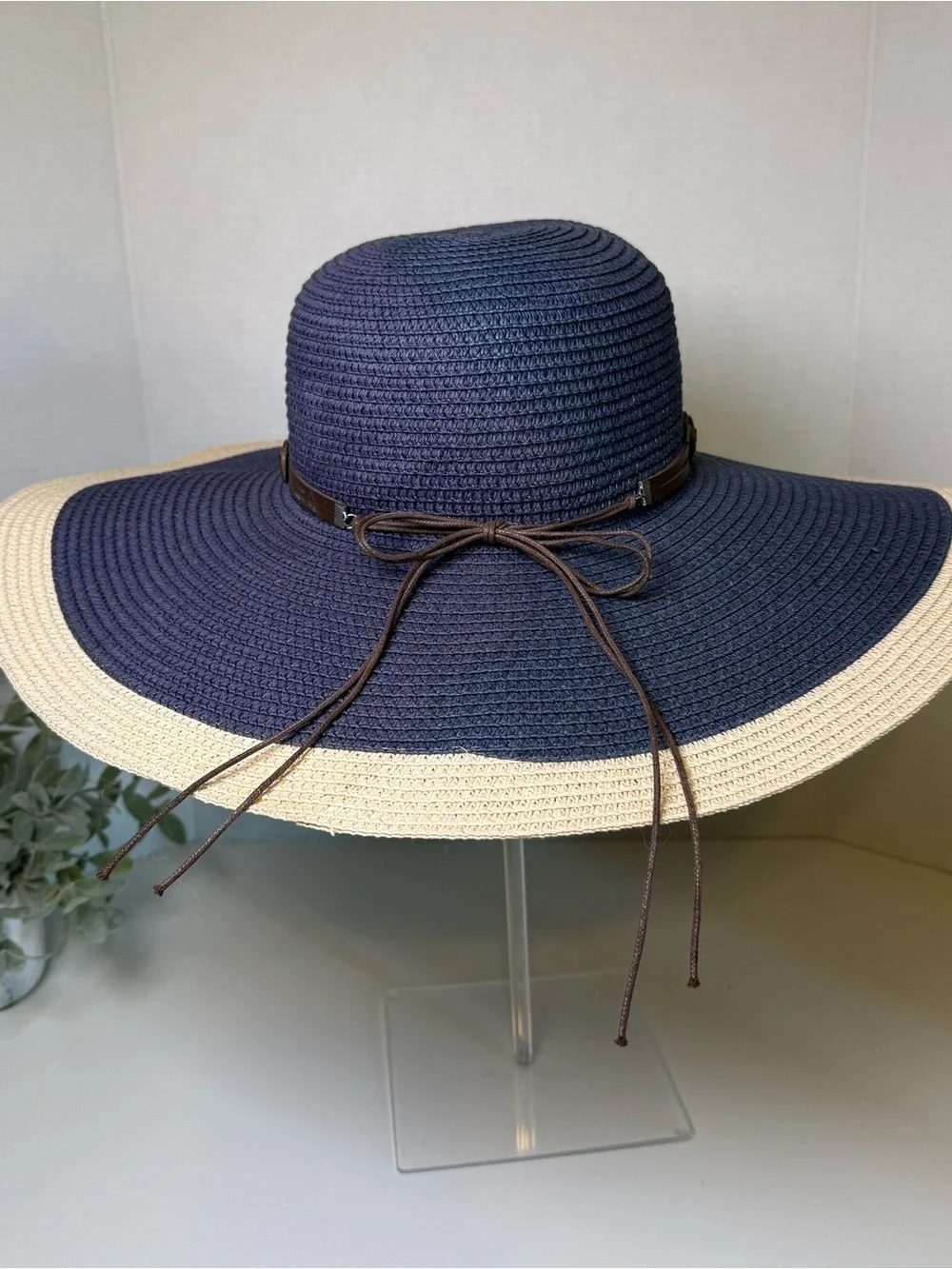 Lucky 7 Women’s Wide Brim 2 Tone 100% Paper, Straw Floppy Feminine Beach Sun Hat